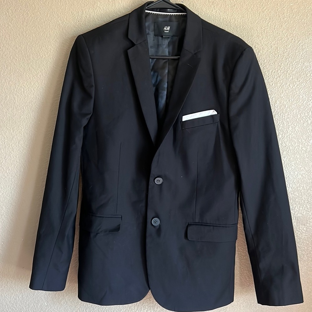 H&M Men’s Slim Fit Black Suit Blazer Size 38R